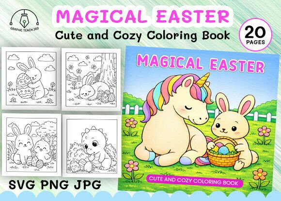 Download Magical Easter Cozy &amp; Cute Coloring Book - Magical easter Collection