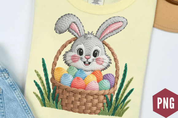 Download Faux Yarn Bunny with Easter Eggs Clipart - Egg Collection