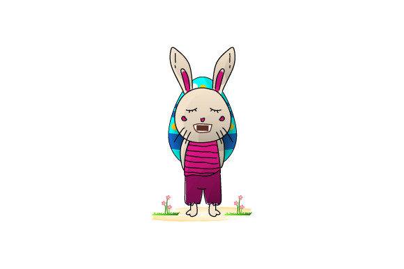 Download Hand Drawn Easter Bunny Holding Egg - Egg Collection