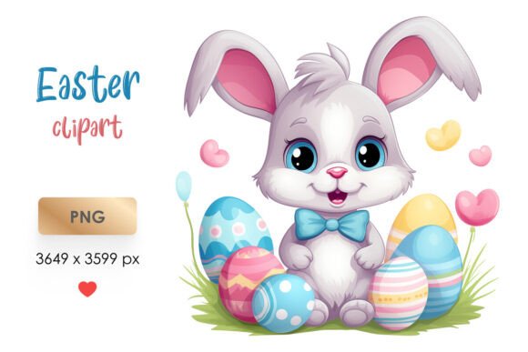 Download Cute Easter Bunny with Eggs PNG Clipart - Egg Collection