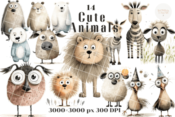 Download Cute Animal Clipart Set for Greeting Car - Greeting Collection